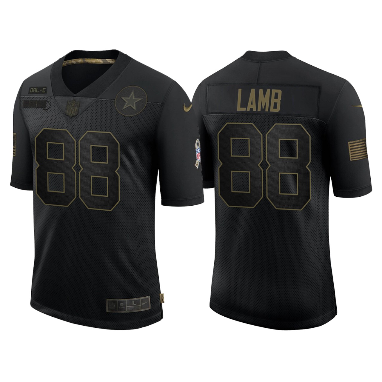 Men's Dallas Cowboys #88 CeeDee Lamb 2020 Black Salute To Service Limited Stitched Jersey